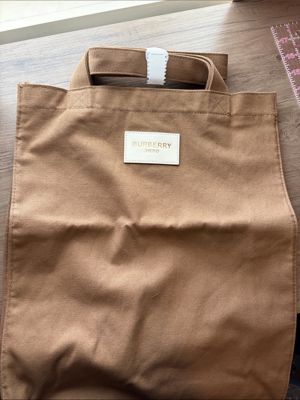 NWOT Burberry Hero Tan Canvas Tote Bag